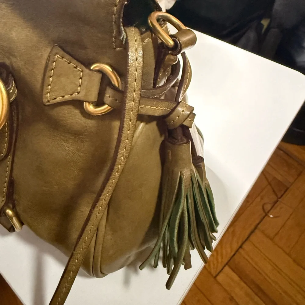 Dooney & Bourke Florentine Leather Tassel Shoulder Bag - Moss - Picture 9 of 12